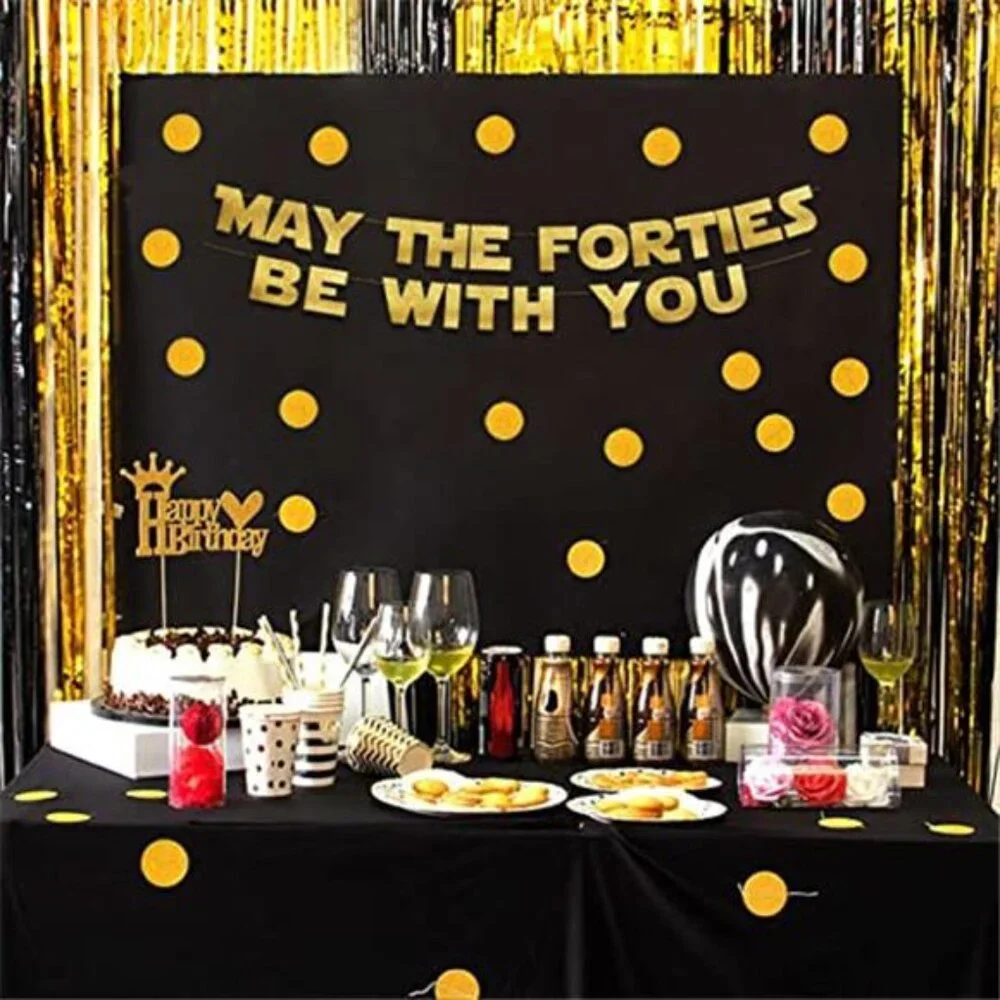 40th Birthday Banner Gold Glitter Party Decoration Anniversary Party Supplies